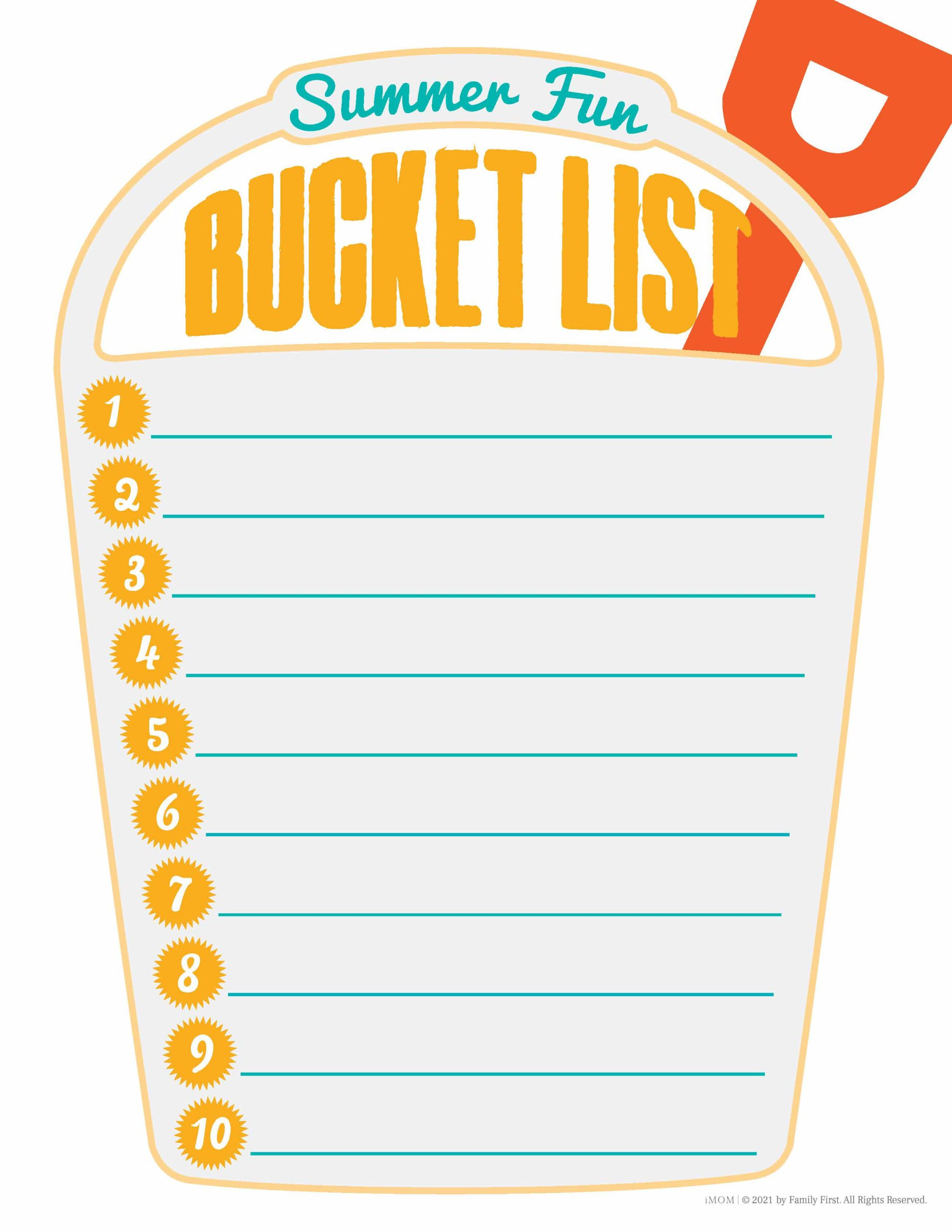 Summer Bucket List - Imom with regard to Free Summer Bucket List Printable
