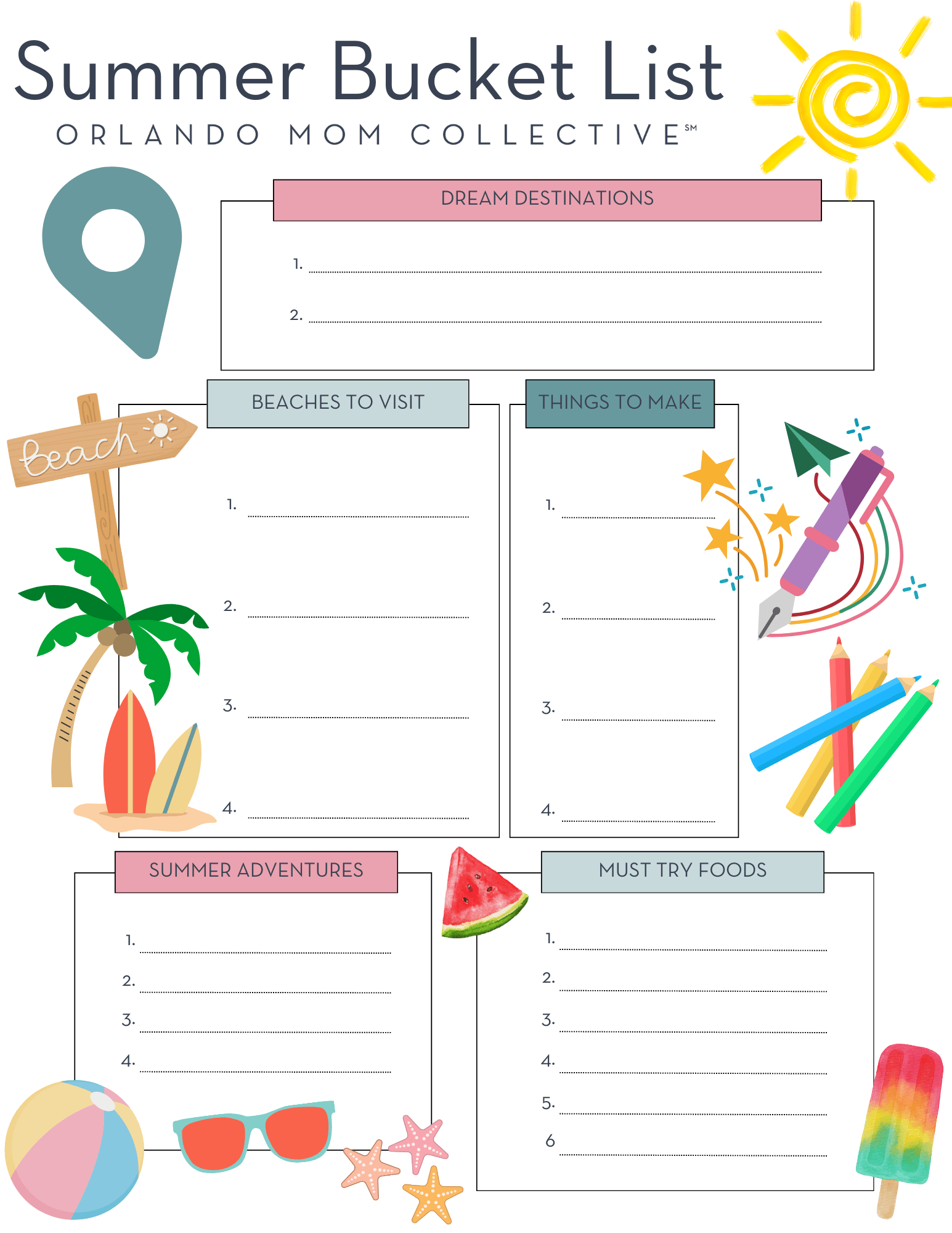 Summer Bucket List + Printables throughout Free Summer Bucket List Printable