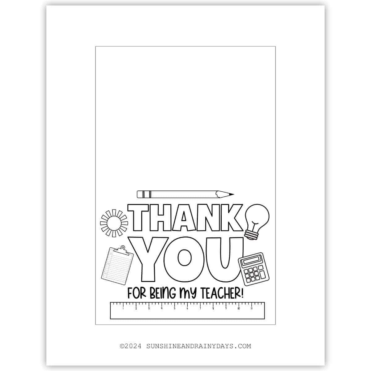 Teacher Appreciation Cards To Color - Sunshine And Rainy Days for Thank You Cards Printable For Teachers