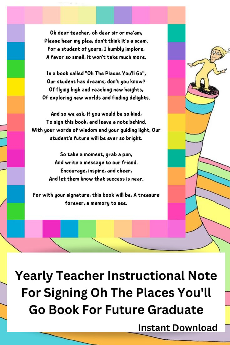 Teacher Letter For Oh The Places You'Ll Go, Letter To Give To pertaining to Oh the Places You'll Go Teacher Note Printable Free