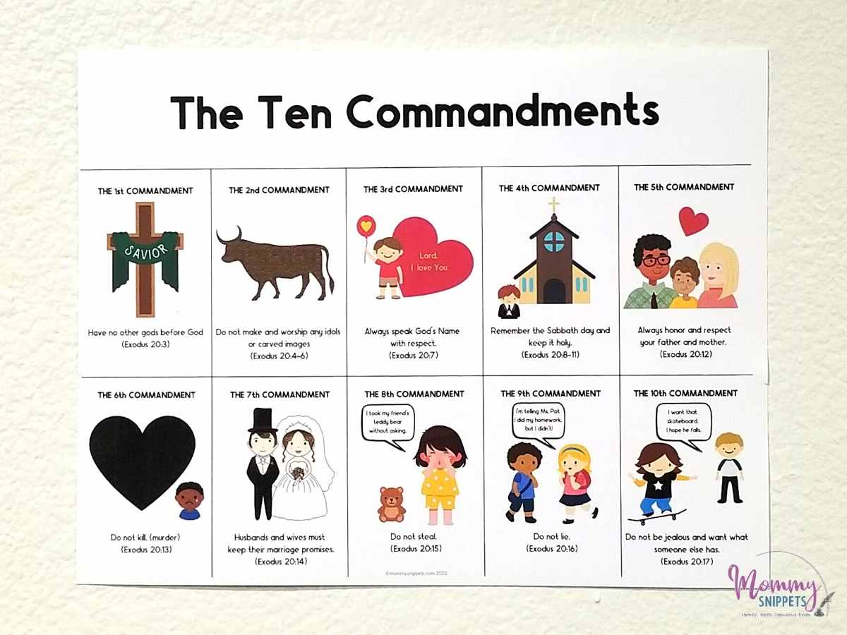 Ten Commandments For Kids- Simple 10 Commandments Printable in 10 Commandments For Kids Printable