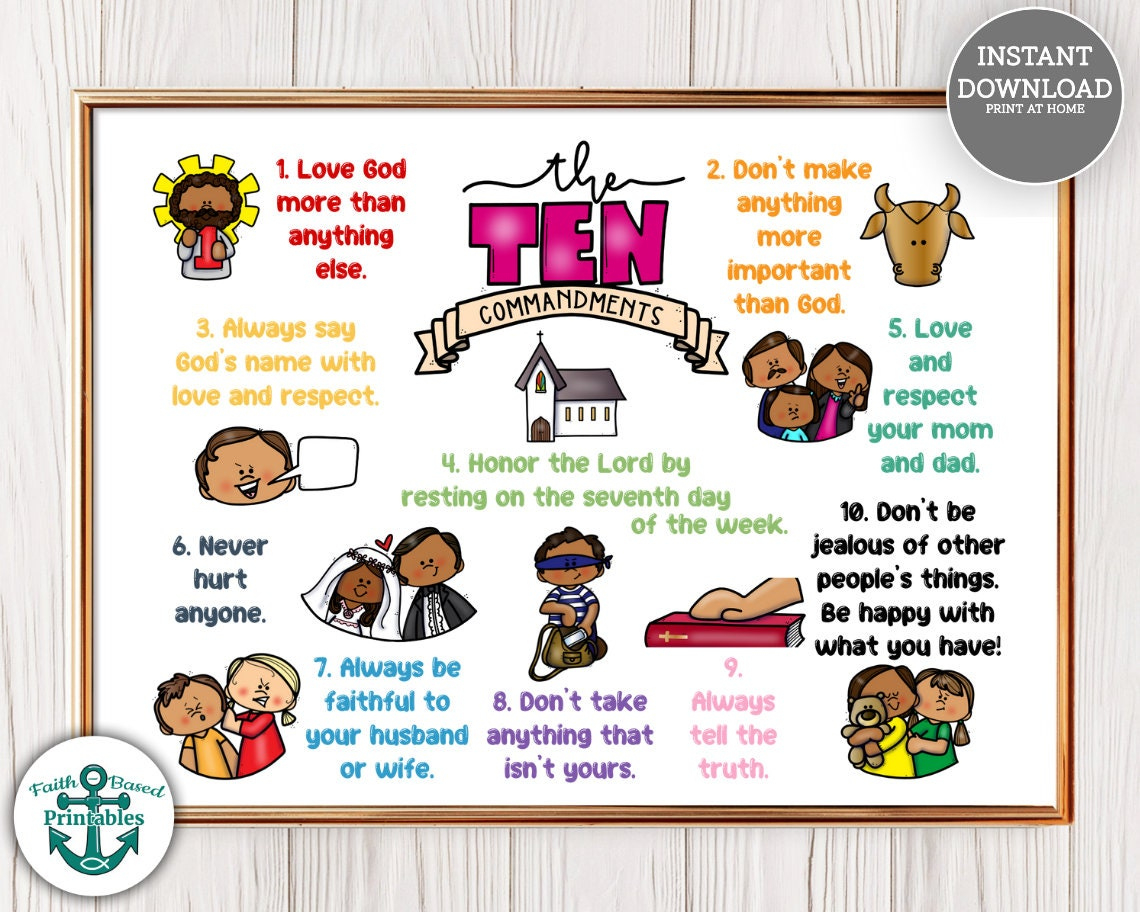Ten Commandments Printable Ten Commandments Sign 10 Commandments intended for Printable 10 Commandments For Preschoolers