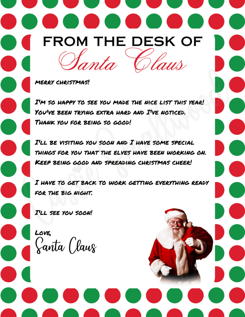 The Cutest Letters From Santa - Cassie Smallwood intended for Letter From Santa Claus Printable