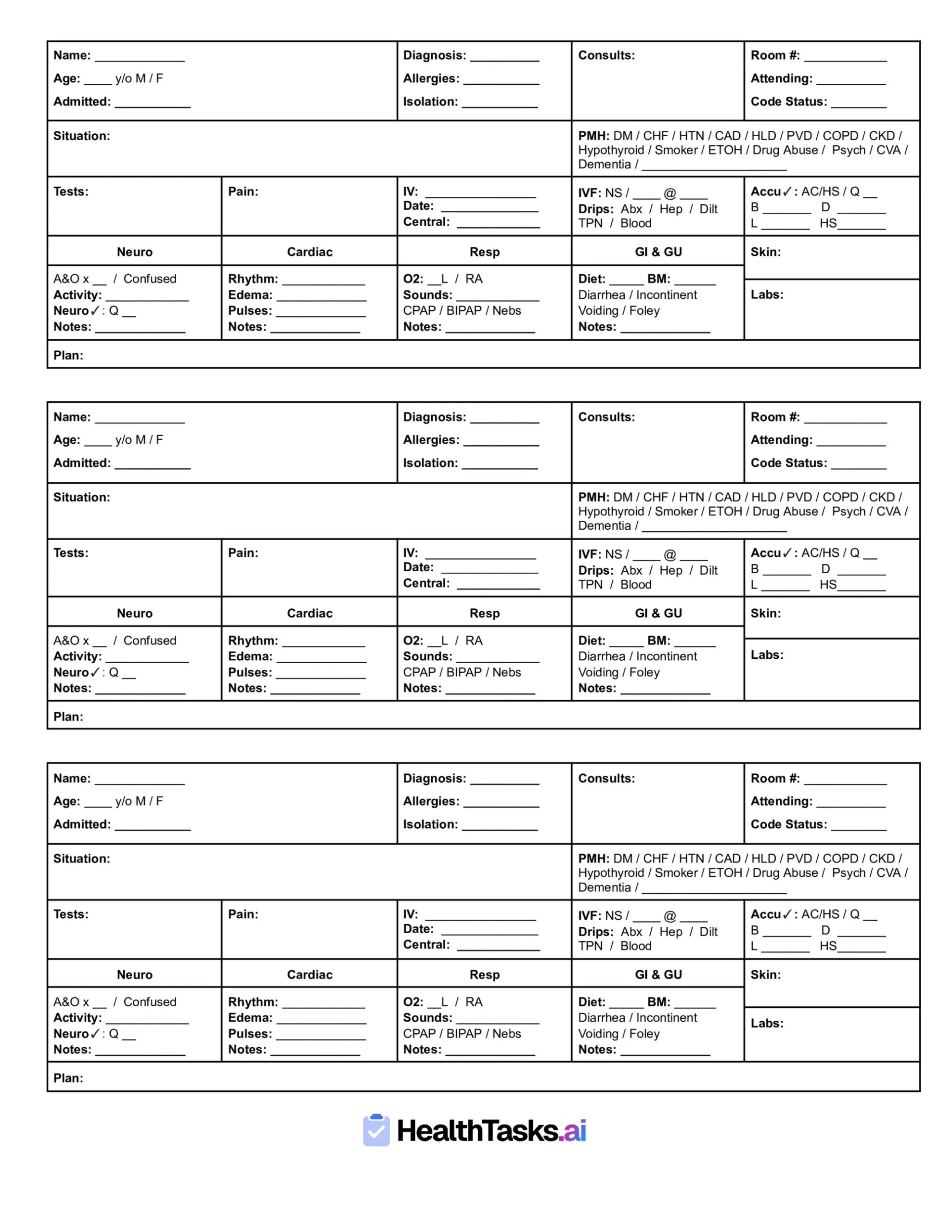 The Ultimate Nursing Report Sheet Guide - Free Downloads! pertaining to Free Printable Nurse Report Sheet