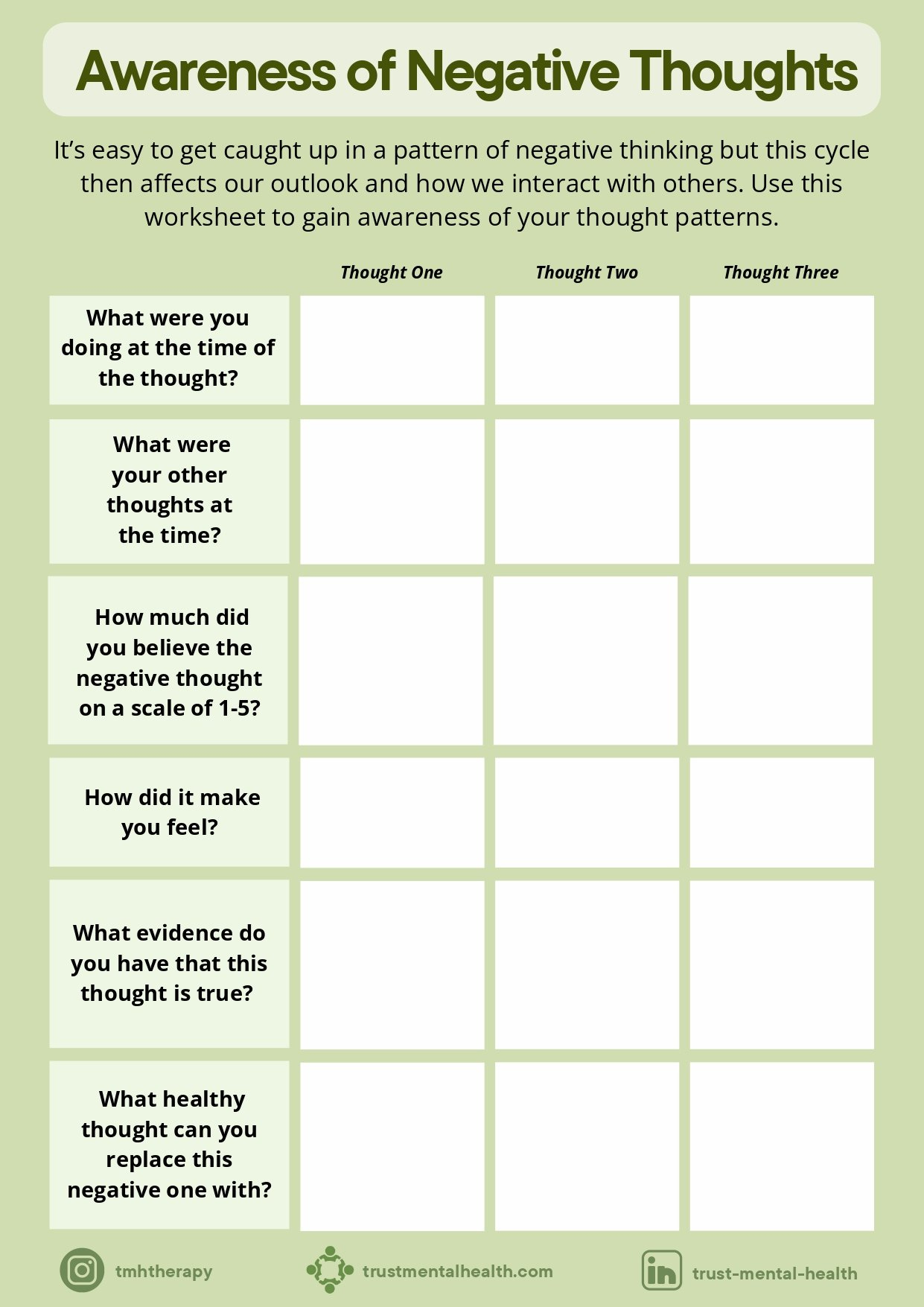 Therapy Worksheets | Cbt Worksheets | Trust Mental Health with regard to Free Printable Mental Health Worksheets For Adults