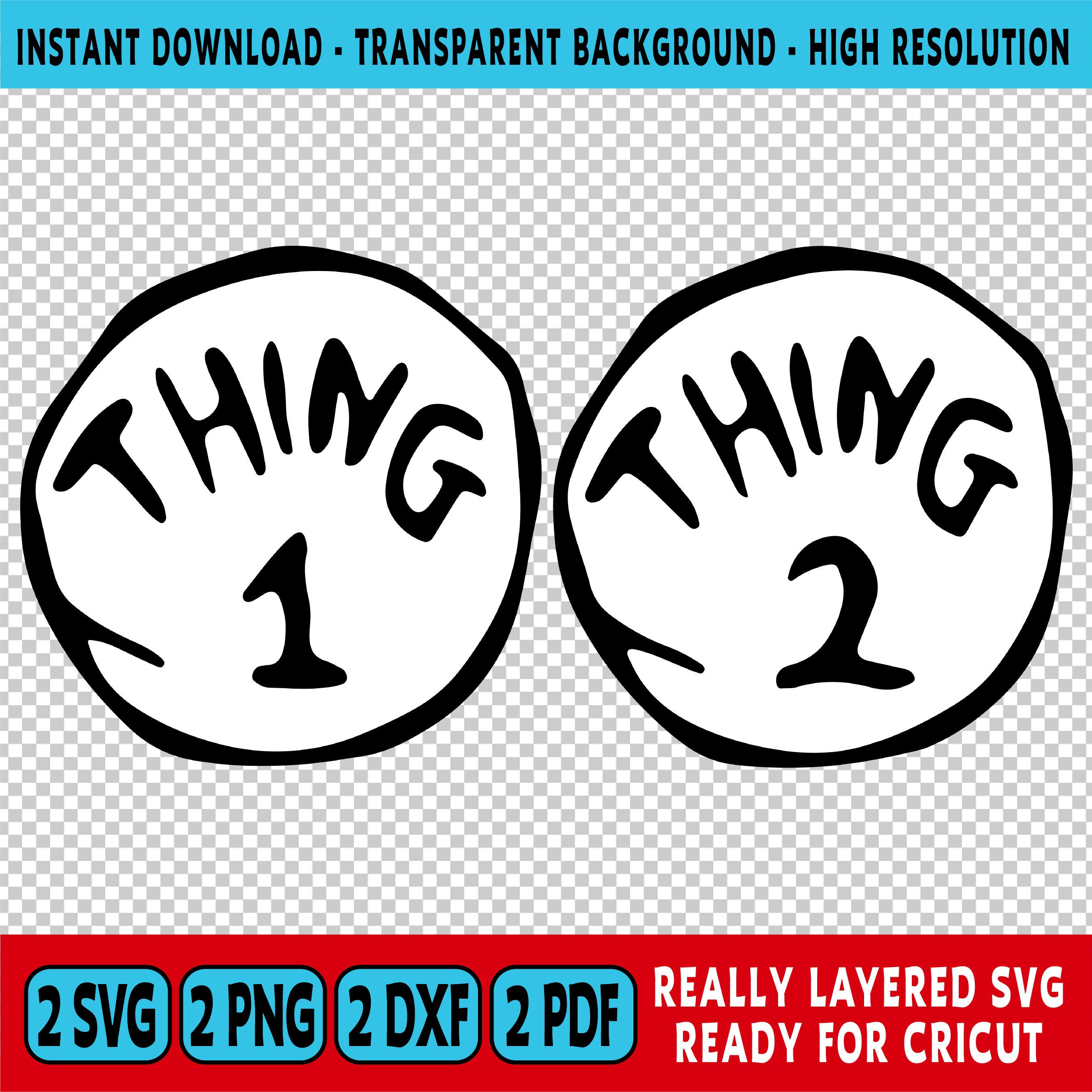 Thing 1 Thing 2 Png - Etsy with Thing One and Thing Two Printable Logo