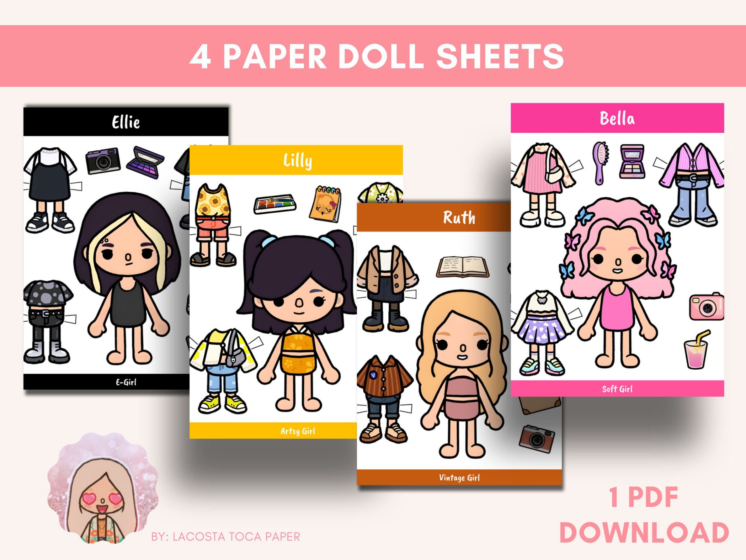 Toca Boca Dress Up Paper Doll Druckbare Vorlage - Etsy.de intended for Toca Boca Printable Paper Doll