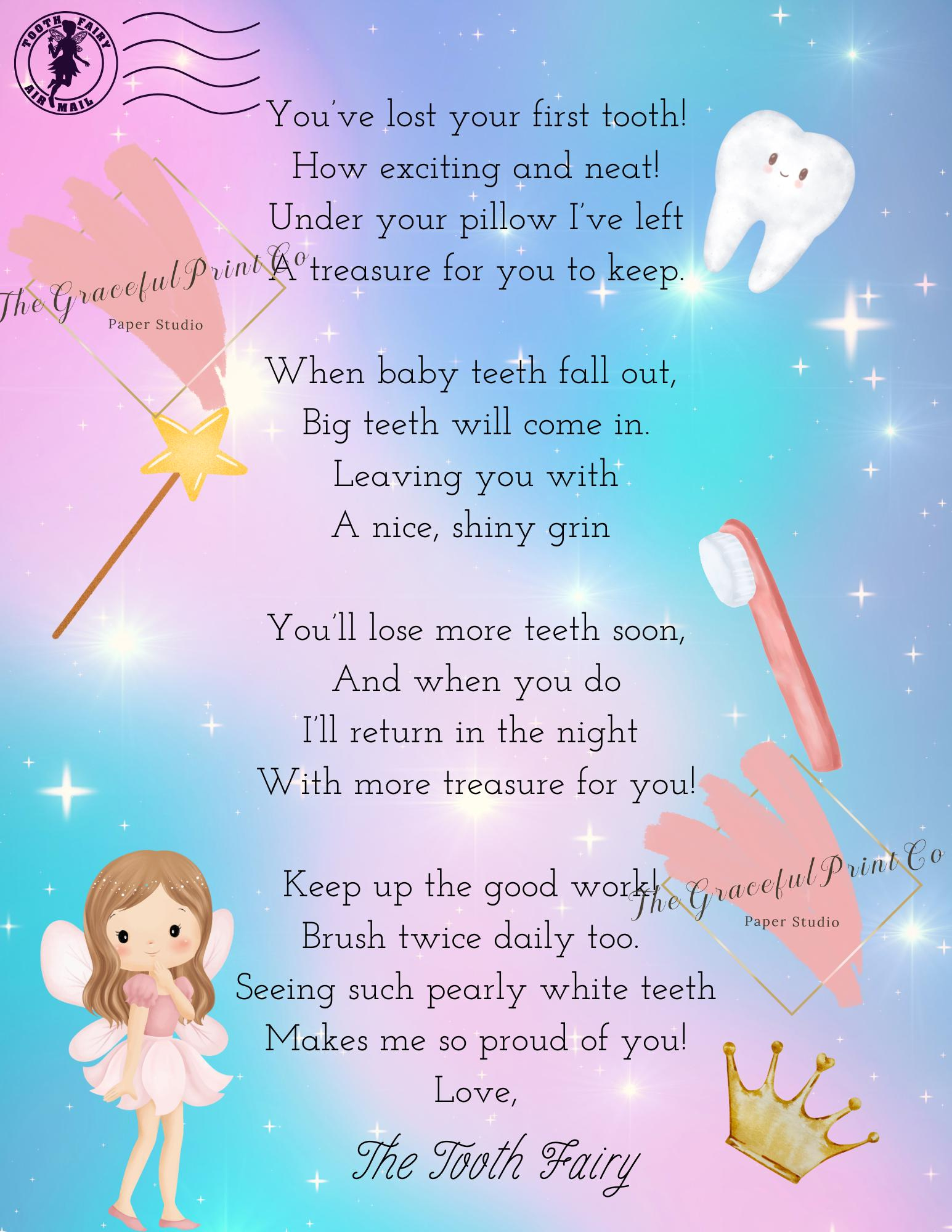 Tooth Fairy Letter; First Tooth, Fairy Letter Printable Download throughout Notes From the Tooth Fairy Printable