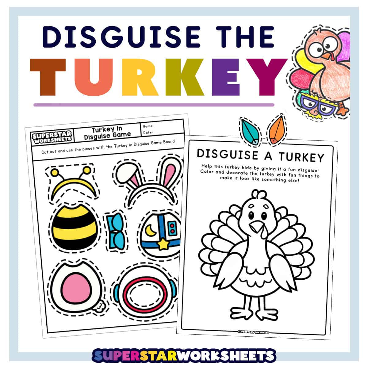 Turkey Disguise Project - Superstar Worksheets within Printable Disguise A Turkey Project