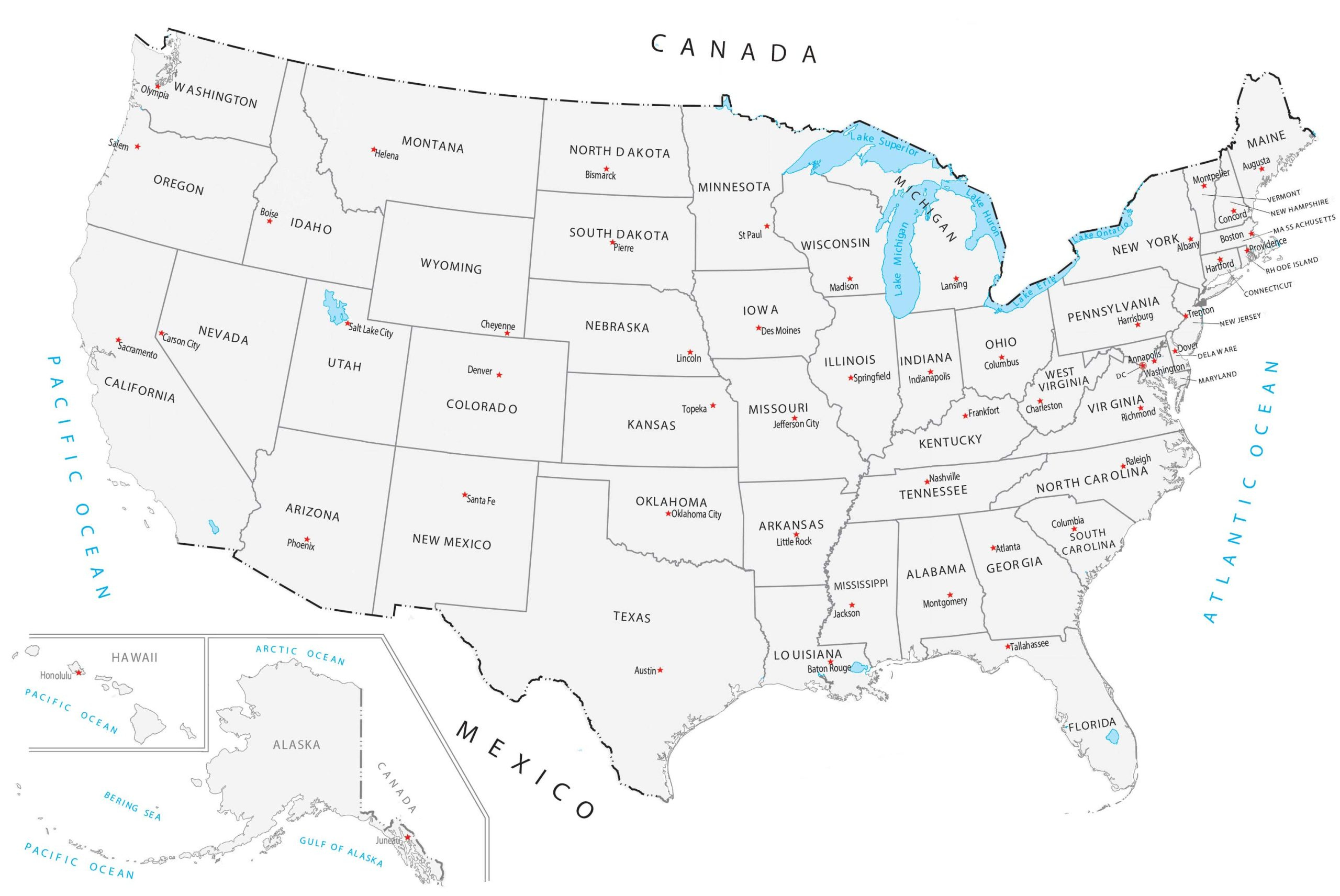 United States Map With Capitals - Gis Geography inside USA Map with States and Capitals Printable