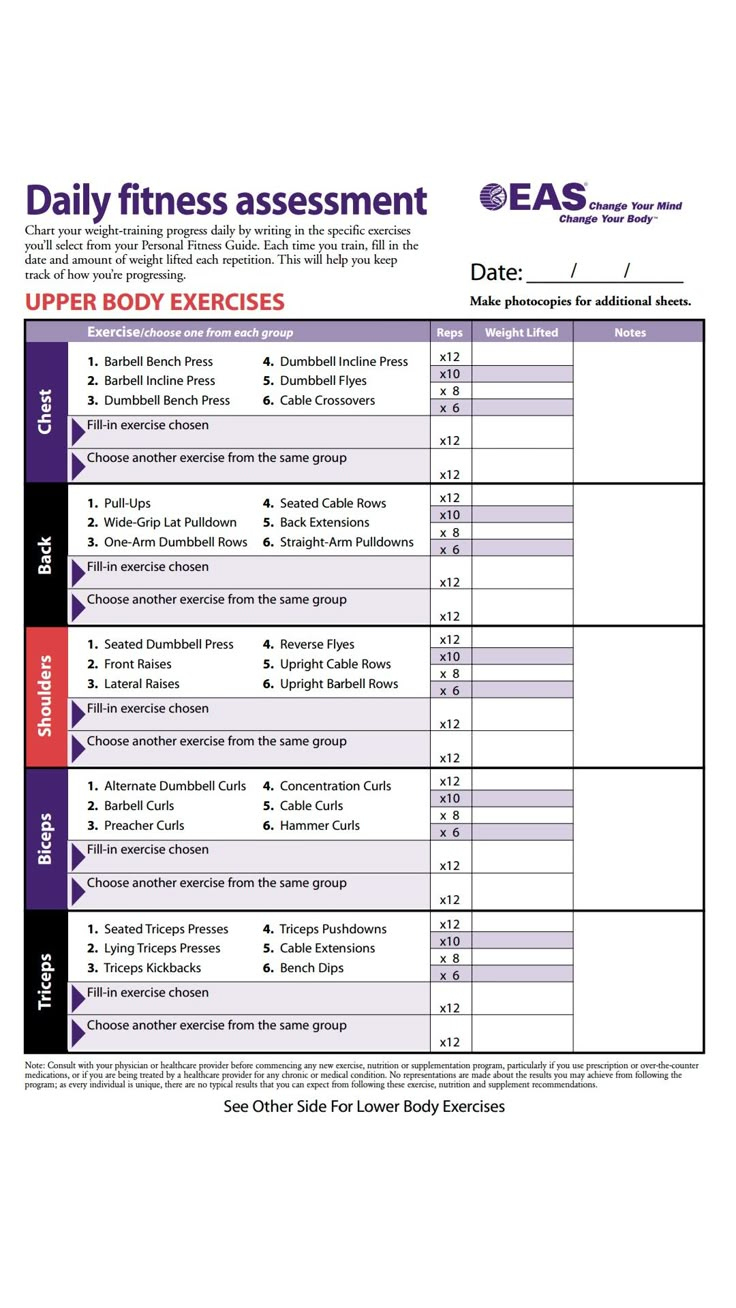 Upperbody Exercise with regard to Printable Body For Life Workout Sheets