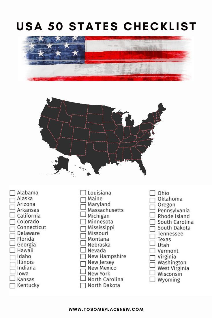 Usa Bucket List 50 States Checklist + Free Printable with Printable List Of States In Usa