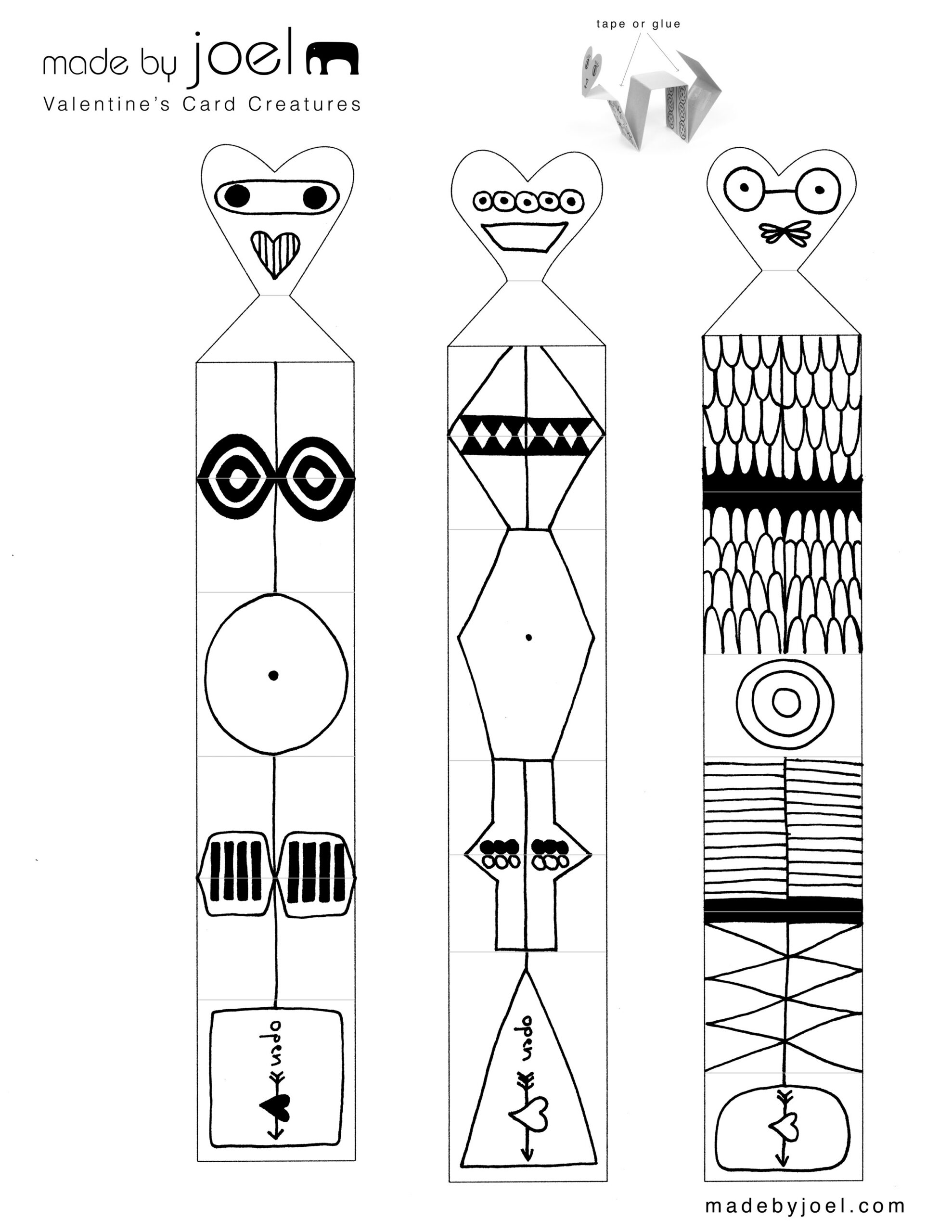 Valentine'S Card Creatures | Kids Craft Printable – Madejoel regarding Printable Valentine'S Day Crafts