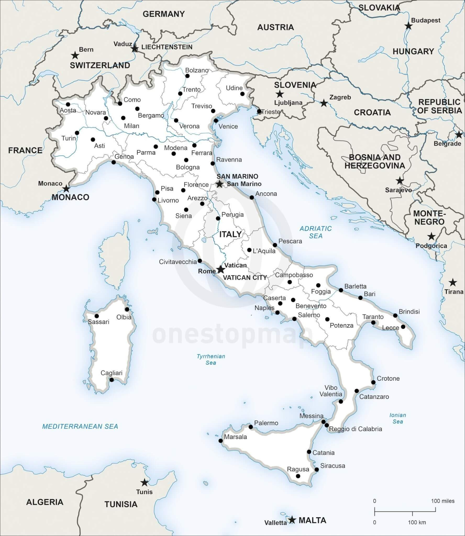 Vector Map Of Italy Political | One Stop Map for Free Printable Map of Italy