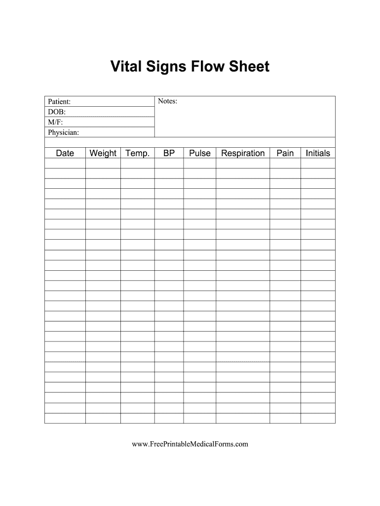 Vital Signs Flow Sheet Form - Fill Online, Printable, Fillable for Template Free Printable Vital Signs Flow Sheet