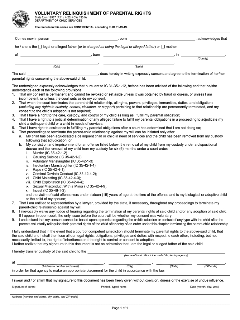 Voluntary Relinquishment Of Parental Rights Texas Pdf: Fill Out within Printable Termination of Parental Rights Form Texas