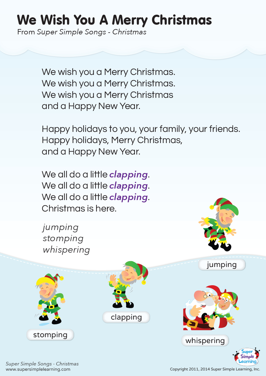 We Wish You A Merry Christmas Lyrics Poster - Super Simple intended for Printable Words to Christmas Songs