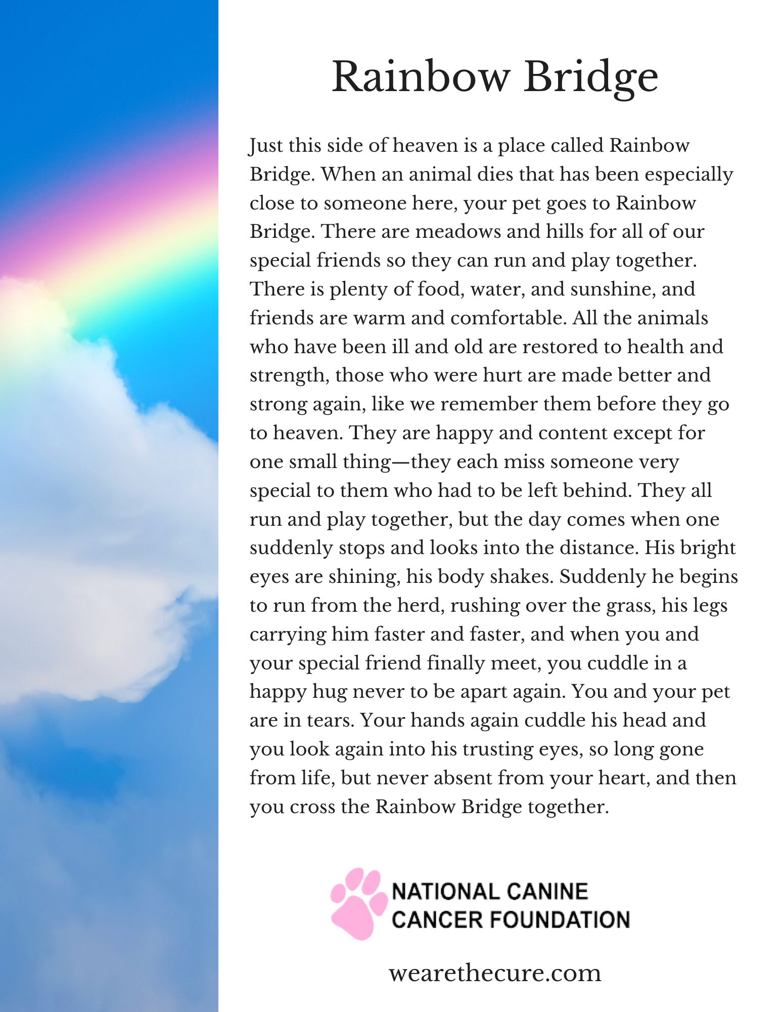 What The Rainbow Bridge Poem Gets Perfectly Right About Pet Loss inside Free Printable Rainbow Bridge Poem Printable